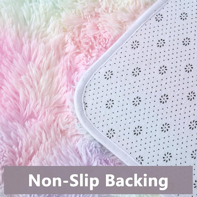 Fluffy Rainbow Rugs for Girls Bedroom Living Room, 6x9 Feet Shag Fuzzy Area Rug - Image 6