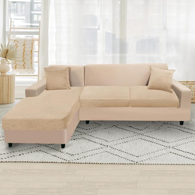 NAISI Sectional Couch Cover 3 Pieces Velvet Separate Couch Cushion Covers L - Image 5
