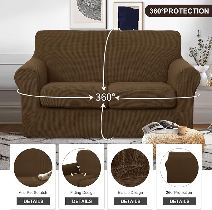 U-NICE HOME 3 Pieces Stretch Loveseat Couch Cover Sofa Cover Washable Sofa - Image 4