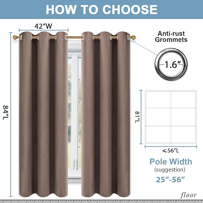 Diraysid Blackout Curtains for Bedroom Grommet Thermal Insulated Room Darkening - Image 7