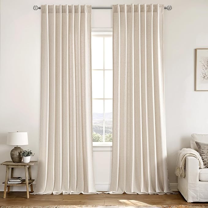 MIULEE Non-See-Through Privacy Linen Curtains 2 Panels, Light Filtering Window - Image 3