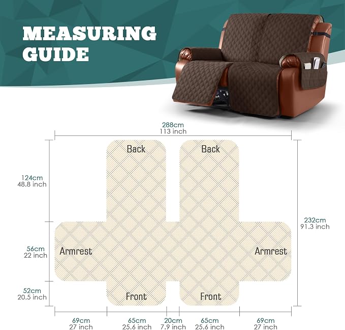Ruaozz Waterproof Recliner Sofa Covers, 1-Piece Couch Covers - Image 2