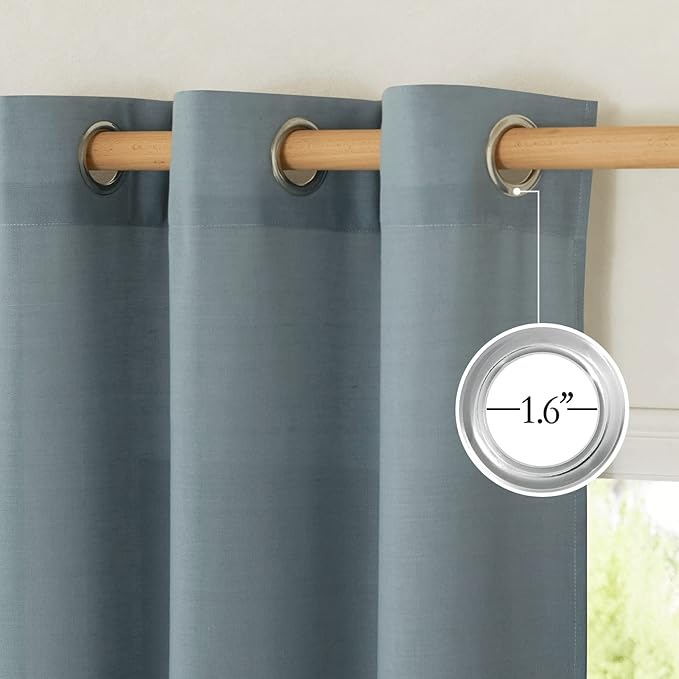 NICETOWN Stone Blue Linen Kitchen Curtains 36 inch Length, Decorative Thick - Image 5