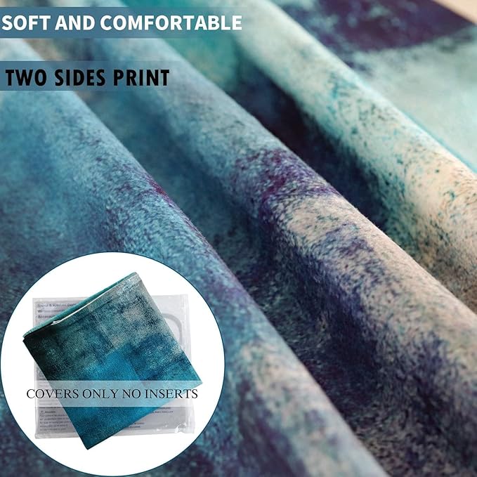 Throw Pillow Covers 18x18 Set of 2 Turquoise and Grey Art Throw Pillow Covers - Image 3