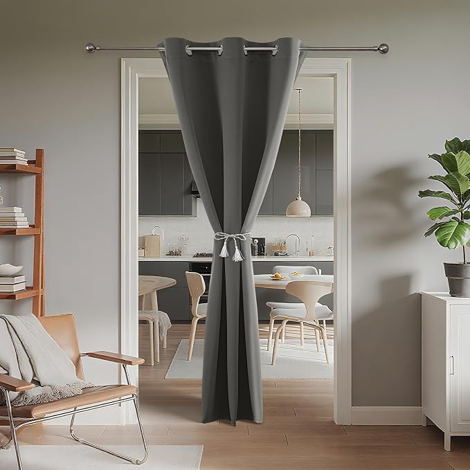 Joydeco Blackout Door Curtain for Doorway Privacy 72 Inches Long, Grommet - Image 2