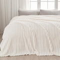 NEWCOSPLAY Super Soft King Blanket Ivory Premium Silky Flannel Fleece 3D Ribbed by NEWCOSPLAY