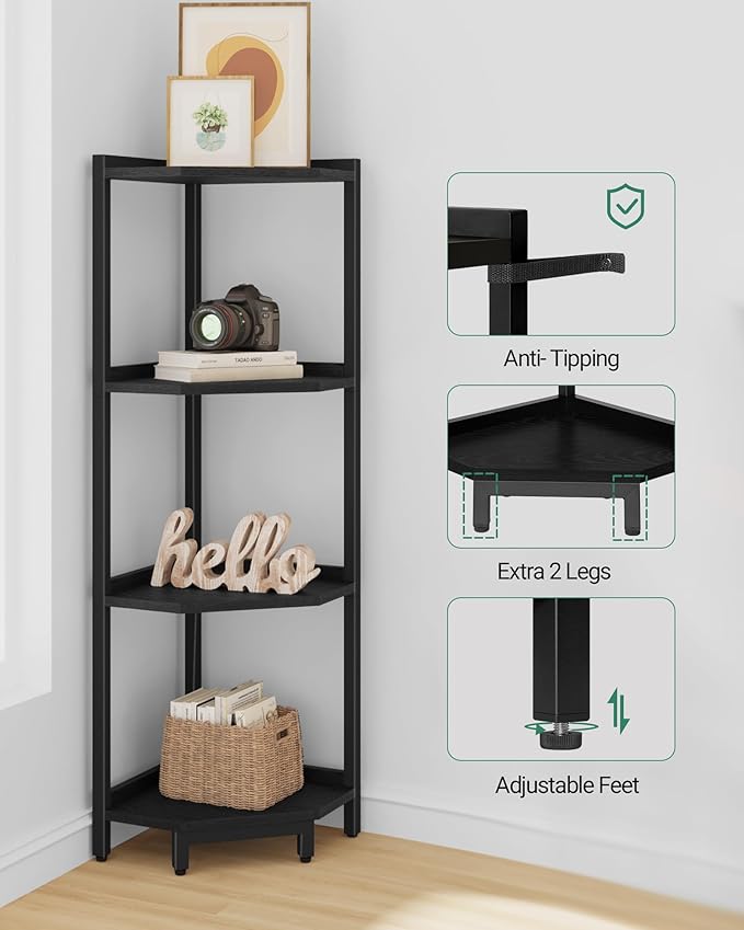 Hzuaneri Corner Shelf Stand, Corner Bookshelf, Storage Standing Shelf Unit - Image 3