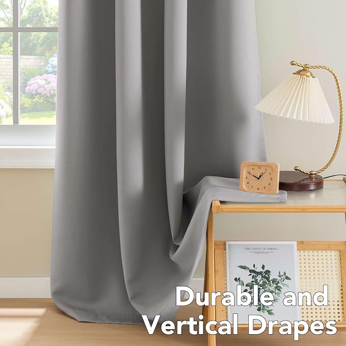H.VERSAILTEX Insulated Thermal Blackout 72-Inch Long Grey Curtain Panels Pair - Image 8