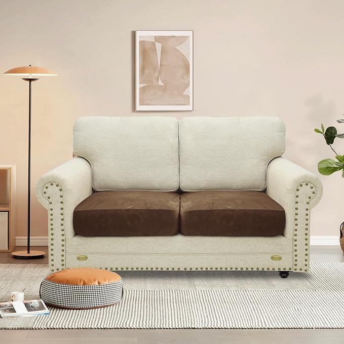MAXIJIN Velvet Stretch Seat Cushion Covers Couch Cushion Cover - Image 2