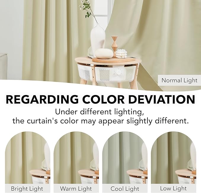 Deconovo Blackout Curtains, Thermal Insulated, W52 x L72 2 Panels, Back Tab - Image 4