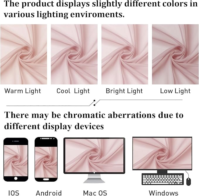 Lecloud Blush Pink Sheer Curtains - Image 5