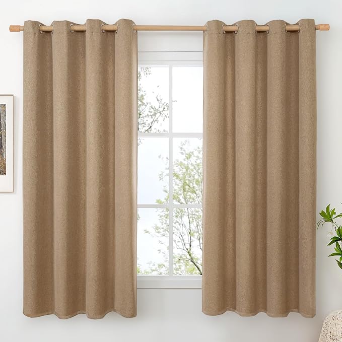BGment Camel Linen Curtains for Living Room 78 Inch Length, Thick Country by BGment