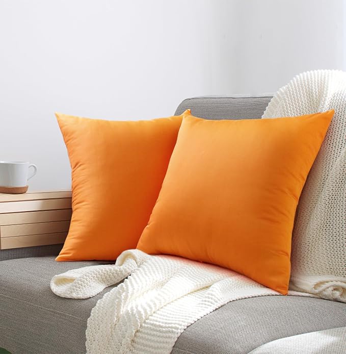 Thmyo 4-Pack 100% Cotton Comfortable Solid Decorative Throw Pillow Cases Square - Image 2