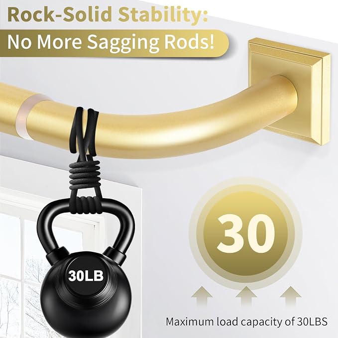 Gold Curtain Rods for Windows 66-120Inch Heavy Duty French Return Rod, Wrap - Image 5