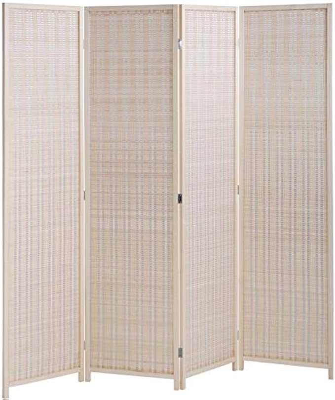 FDW Bamboo Room Divider Folding Privacy Wooden Screen 4 Panel 72 Inches High by FDW