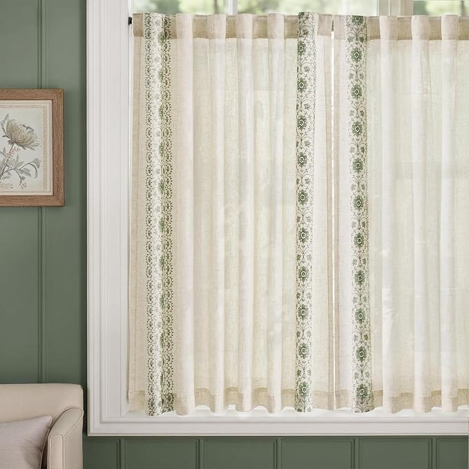 jinchan Small Window Curtains 54 Inch Length Linen Cafe Curtains - Image 5