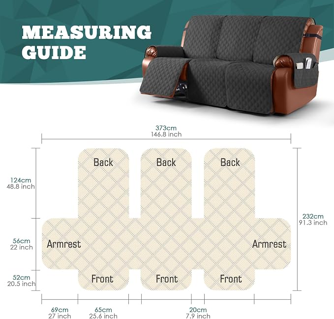 Ruaozz Waterproof Recliner Sofa Covers, 1-Piece Couch Covers - Image 2