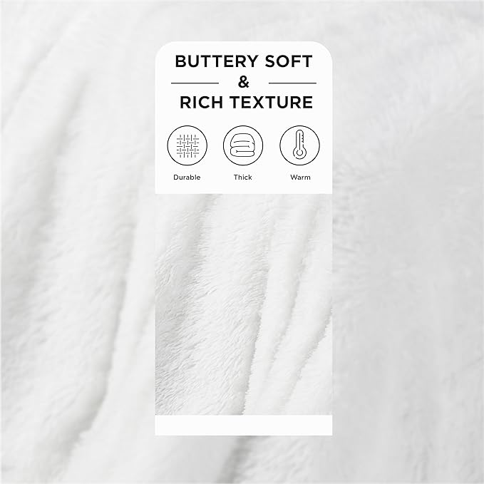 Bedsure GentleSoft Fluffy White King Size Blanket - Image 2