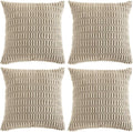 Fancy Homi 4 Packs Taupe Decorative Throw Pillow Covers 18x18 Inch by Fancy+Homi
