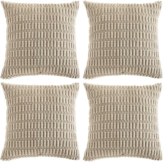 Fancy Homi 4 Packs Taupe Decorative Throw Pillow Covers 24x24 Inch by Fancy+Homi