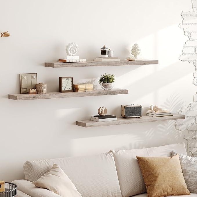 RALGEND Floating Shelves for Wall, 1.5" Thick Wall Shelf Set of 3 - Image 8
