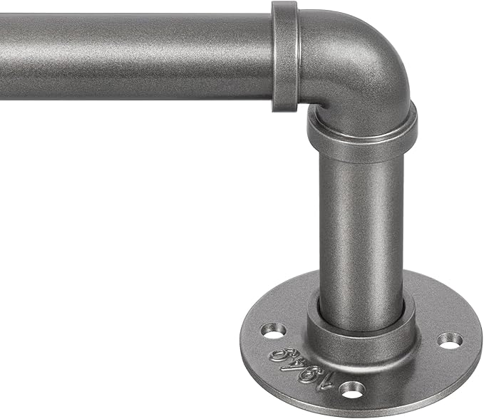 Zeerobee Curtain Rods for Windows 32 to 72, 1 Inch Industrial Wrap Around Grey by zeerobee