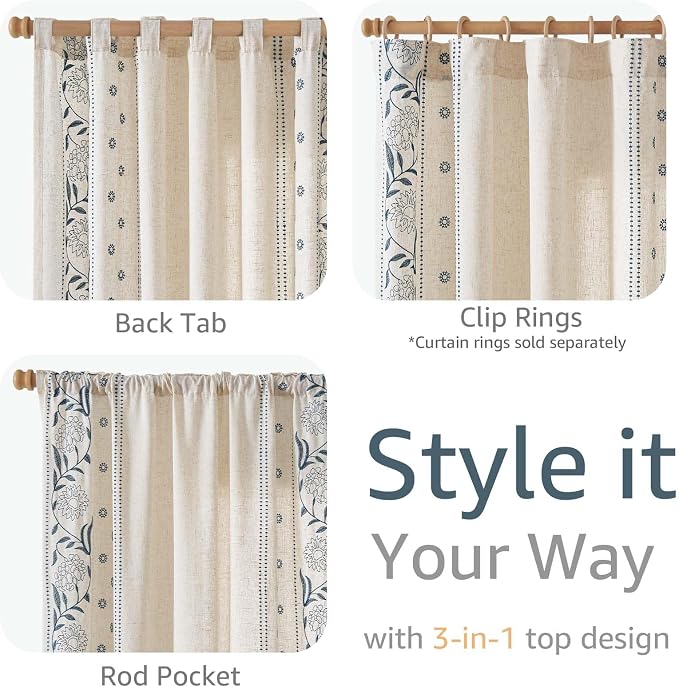 jinchan Winslow Linen Curtains for Bedroom 108 Inches Length Embroidered - Image 6