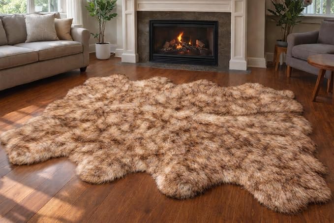Free Shape Luxury Soft Fluffy Shag Area Rug Octo 8 Pelts 6'x8', 180x240 cm by LAMBZYRUGS