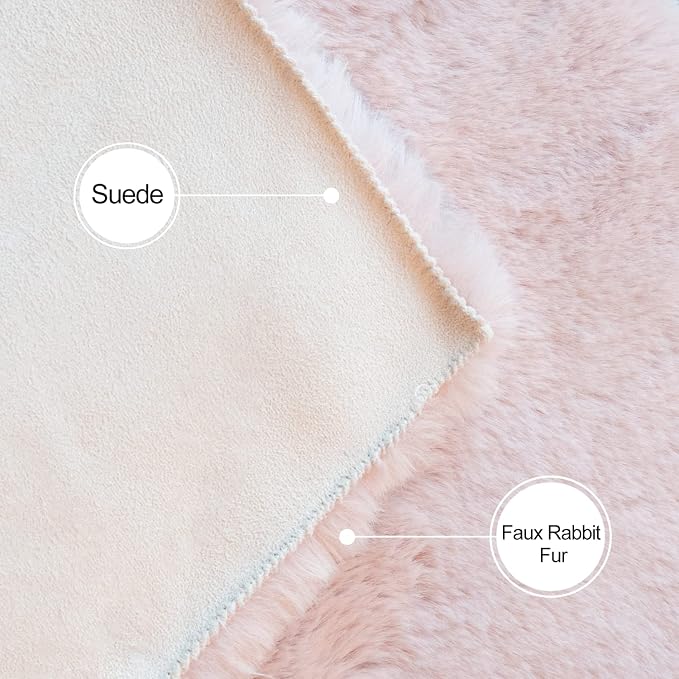 ORINOVA Shag Rug 6x9 Area Rugs for Living Room Pink Fuzzy Washable Faux Rabbit - Image 6