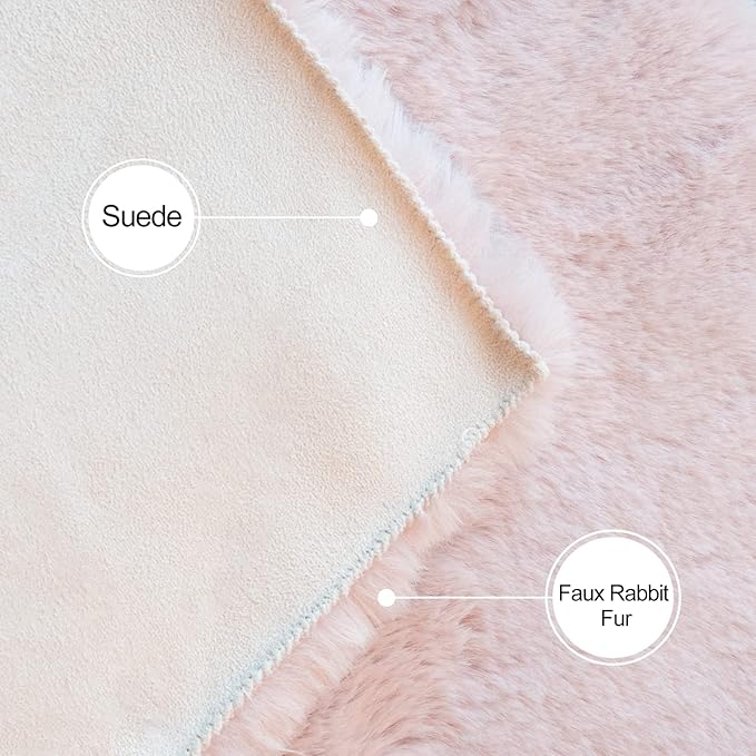 ORINOVA Pink Fuzzy Faux Rabbit Washable Fur Rug - Image 6