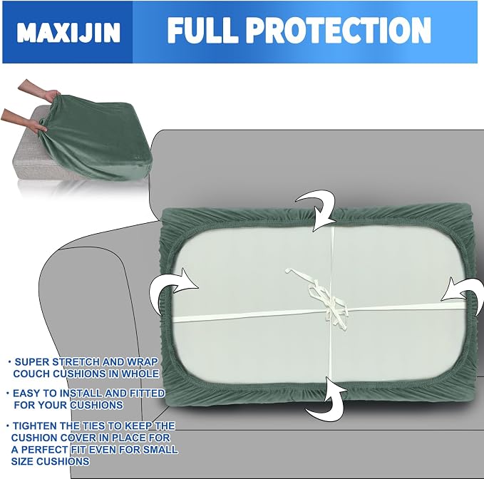 MAXIJIN Velvet Stretch Seat Cushion Covers Couch Cushion Cover - Image 4