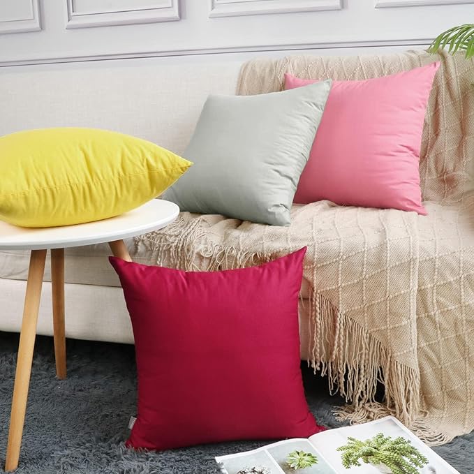 4-Pack 100% Cotton Comfortable Solid Decorative Throw Pillow Case, Thmyo Square - Image 3
