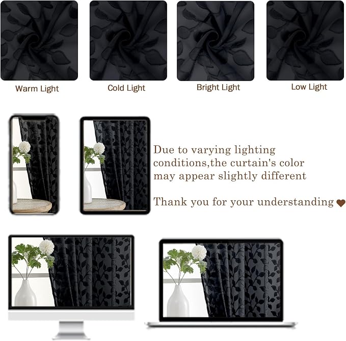 Chyhomenyc Extra Long Black Sheer Curtains 120 Inch Length 2 Panels Set - Image 3