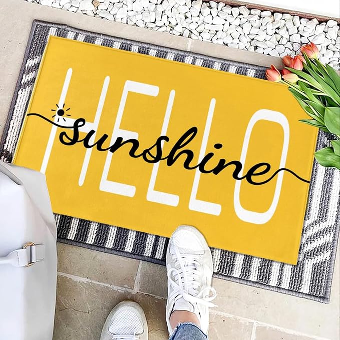 Hello Sunshine Door Mat Summer Doormat 17 X 29 Inch Yellow Doormat Decorative - Image 7