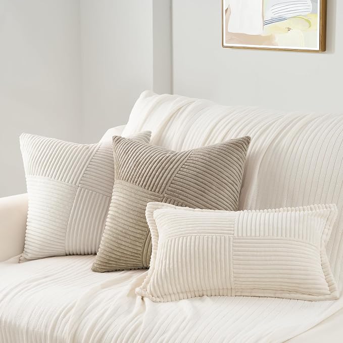 Topfinel 22x22 inches Euro Pillow Shams Set of 2 Soft Corduroy Decorative Throw - Image 5