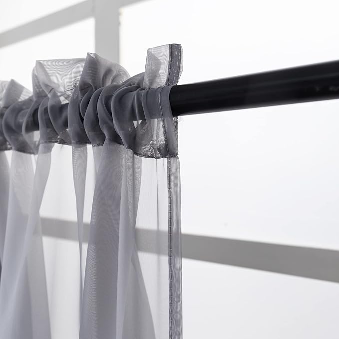 Beaded Sheer Valance Curtains for Living Room, Rod Pocket Farmhouse Window - Image 5