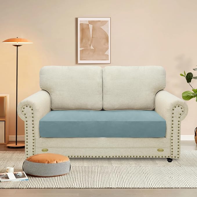 MAXIJIN Velvet Stretch Couch Cushion Covers Soft Loveseat Cushion Cover - Image 2