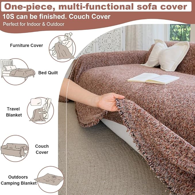 ROOMLIFE Pink Couch Covers for 3 Cushion Couch Sofa, Chenille Sofa Couch - Image 7