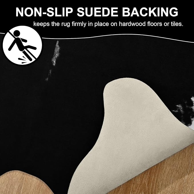 BENRON Premium Cowhide Rug Black, Faux Cow Hide Rugs - Image 6