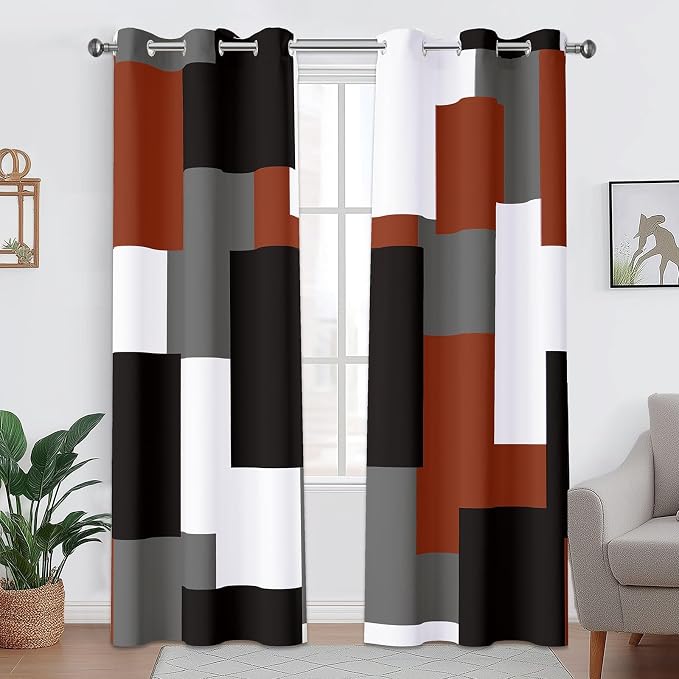Tyrot Burnt Orange 100% Blackout Curtains - Image 2