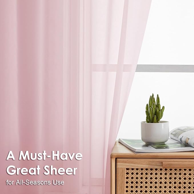 OVZME Blush Pink Sheer Valances - Image 3