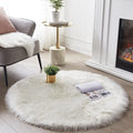 SERISSA Soft Round Faux Sheepskin Fur Area Rug White Circle Fluffy Rugs by SERISSAHomeDecorCollection