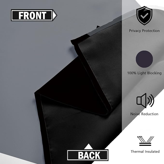 Tyrot Black Grey 100% Blackout Curtains - Image 5