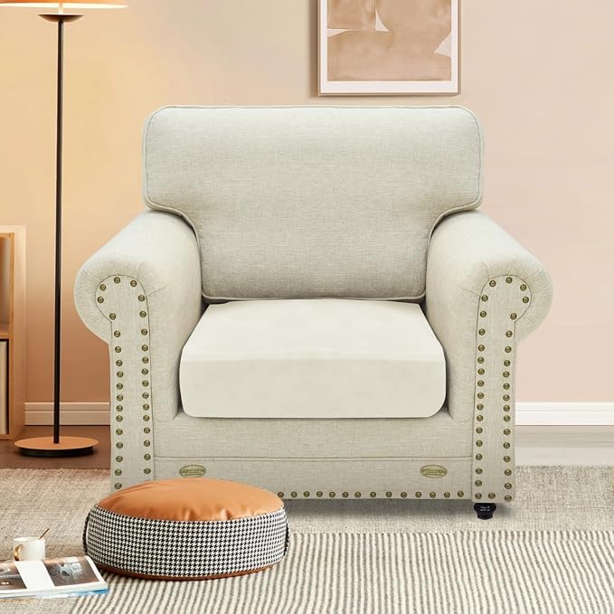 MAXIJIN Velvet Stretch Cushion Cover Fitted Couch Cushion Slipcovers 1 Pack Arm - Image 2