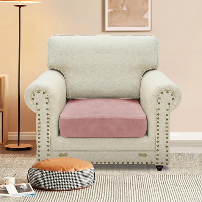 MAXIJIN Velvet Stretch Cushion Cover Fitted Couch Cushion Slipcovers 1 Pack Arm - Image 2
