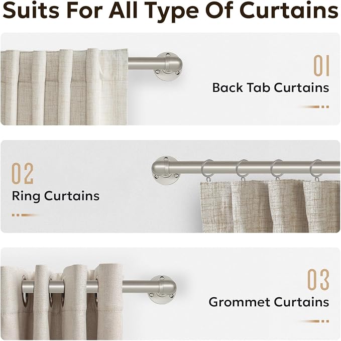Zeerobee Curtain Rods for Windows 32 to 48, 1 Inch Industrial Wrap Around - Image 8