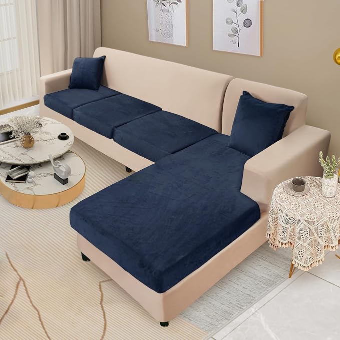 NAISI Sectional Couch Cover 4 Pieces Velvet Separate Couch Cushion Covers L - Image 2