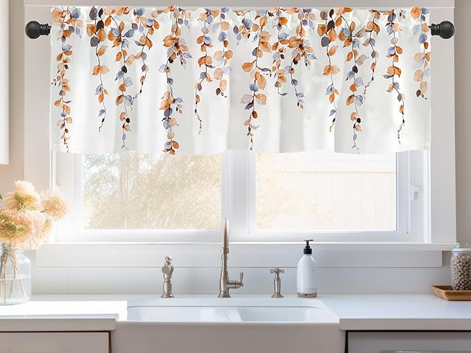 Watercolor Fall Leaves Window Valance - Image 2