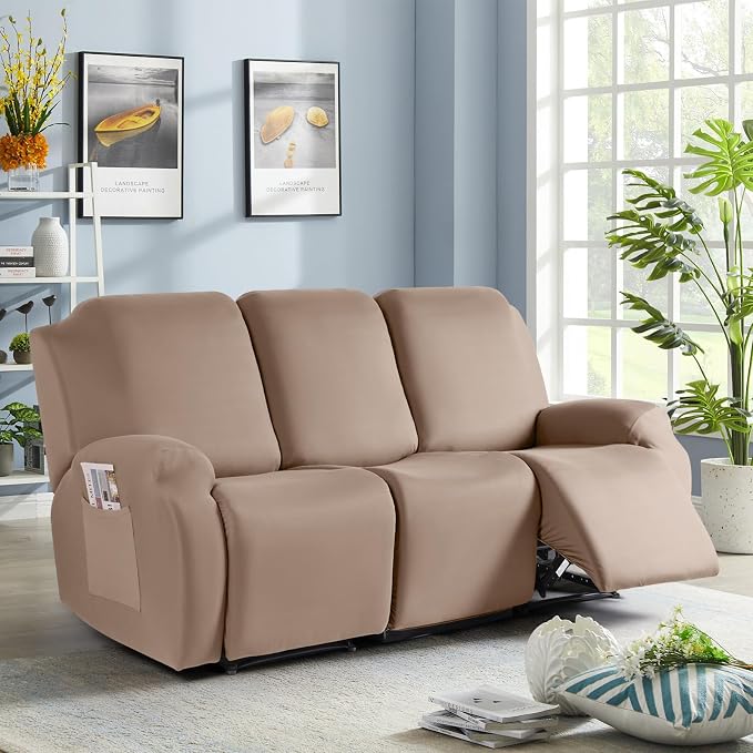 TAOCOCO Recliner Sofa Slipcover, 3 Pieces Polyester Fabric Stretch Sofa Covers - Image 8
