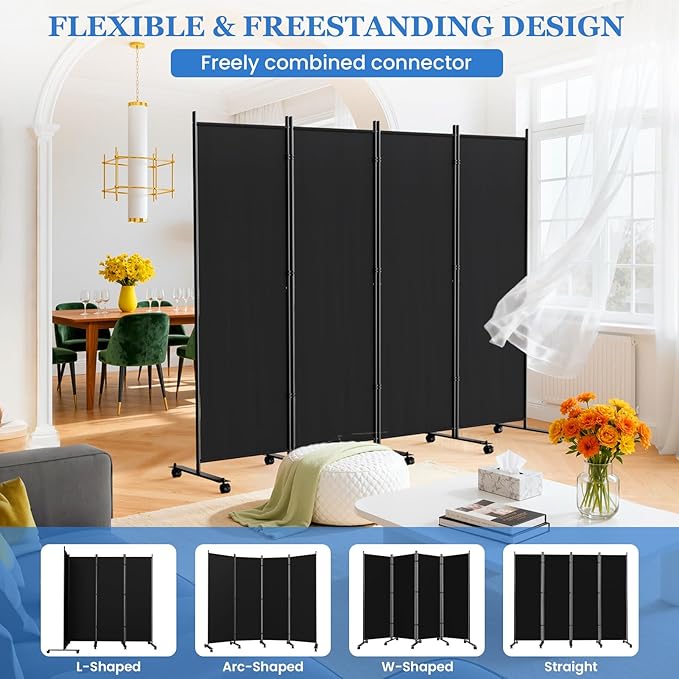 SUNALLY Room Divider 6FT Folding Privacy Screens - Image 4